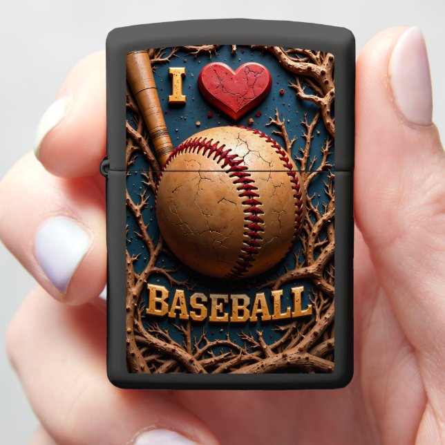 Blauwe honkbal gebarsten hart (In Hand)