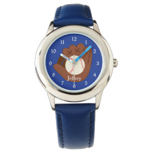 Blauwe honkhbalhandschoen kinderen horloge