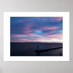 Blauwe Horizon Zonsondergang Hemel Kleur Fotografi Poster