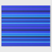 Blauwe horizontale strepen cadeaupapier (Vlak)