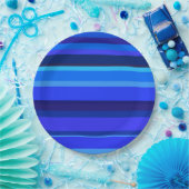 Blauwe horizontale strepen papieren bordje (Feest)