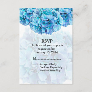 Blauwe hortensia aangepaste bruiloft RSVP hortensi Kaartje