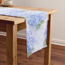 Blauwe Hortensia Aquarel Kust Tafel Runner