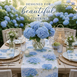 Blauwe Hortensia Aquarel Kust Tafelloper