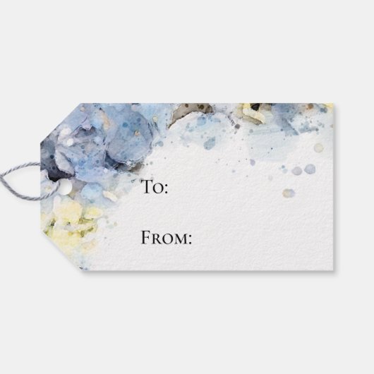 Blauwe Hortensia Aquarel Weergave Bruids Shower Cadeaulabel (Achterkant Horizontaal)