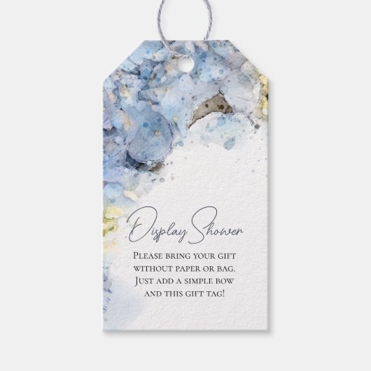 Blauwe Hortensia Aquarel Weergave Bruids Shower Cadeaulabel (Voorkant)