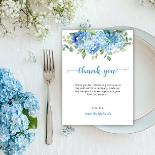 Blauwe Hortensia Baby Shower Bedankkaart