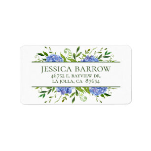 Blauwe Hortensia Baby Shower Retouradres Etiket