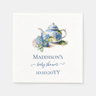 Blauwe Hortensia Baby Shower Theepartij Servet