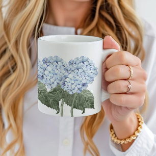 Blauwe Hortensia Bloeiende Hamptons Keramiek Koffiemok