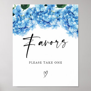 Blauwe Hortensia Bloem Bruiloftsshower Favoren Poster