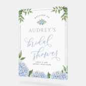 Blauwe hortensia bloem gepersonaliseerde douche ge acryl bord (Hoek)