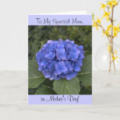Blauwe Hortensia Bloem Moederdag Kaart (Gele Bloem)