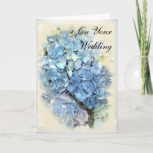 Blauwe Hortensia Bloem Trouwdag Kaart