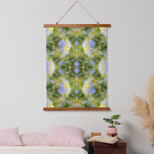 Blauwe hortensia bloem vermenigvuldigd Abstract Hangend Wandkleed (Slaapkamer)