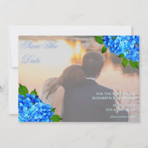 Blauwe Hortensia Bloemachtige Bruiloft Save The Date