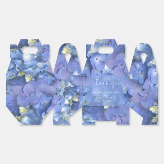Blauwe hortensia bloemblaadjes bruiloft gepersonal bedankdoosjes (Ongevouwen)