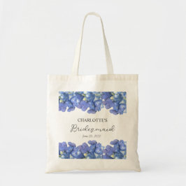 Blauwe Hortensia Bloemblaadjes Persoonlijke Bruids Tote Bag