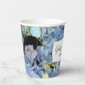 Blauwe Hortensia Bloemen Bruiloft Papieren Bekers (Rechts)