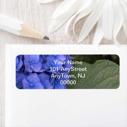 Blauwe Hortensia Bloemen Etiket (Insitu)