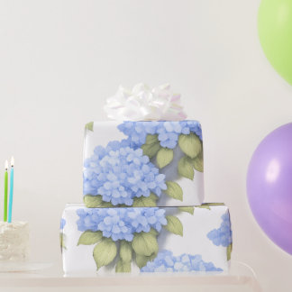 Blauwe Hortensia Bloemen Inpakpapier – Boutique