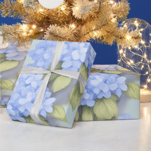 Blauwe Hortensia Bloemen Inpakpapier – Boutique