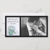 Blauwe Hortensia Bloemen Pot Trouw Save the Date (Voorkant)