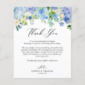 Blauwe hortensia bloemenbruiloft bedankkaart (Voorkant)