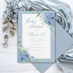 Blauwe Hortensia Bloemige Baby Elegante Shower Kaart