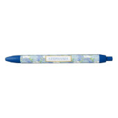 Blauwe Hortensia Bloemige Gepersonaliseerde Naam P Zwarte Inkt Pen (Voorkant)