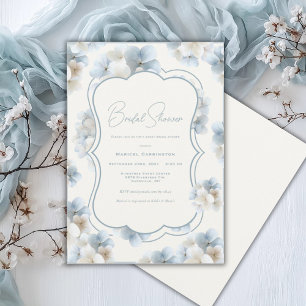 Blauwe Hortensia Bloemige Vintage Bruids-Shower Kaart