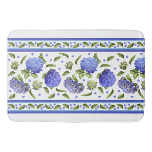 Blauwe Hortensia Bloemmotief Badmat (Voorkant)