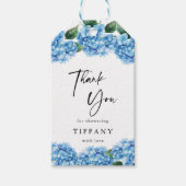 Blauwe Hortensia Bloemrijke Bruidsdouche Bedankt Cadeaulabel (Voorkant)