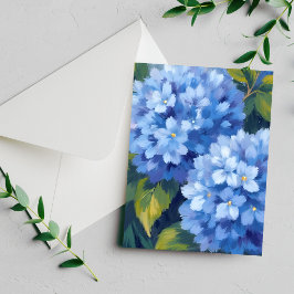 Blauwe Hortensia Bloesems | Bloem Watercolor Kaart