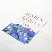 Blauwe Hortensia Bloesems Moederdag    Folie Feestdagenkaart (Gedraaid)