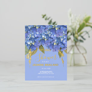 Blauwe Hortensia Bloesems Persoonlijke Bruidsuitno Folie Uitnodiging Briefkaart