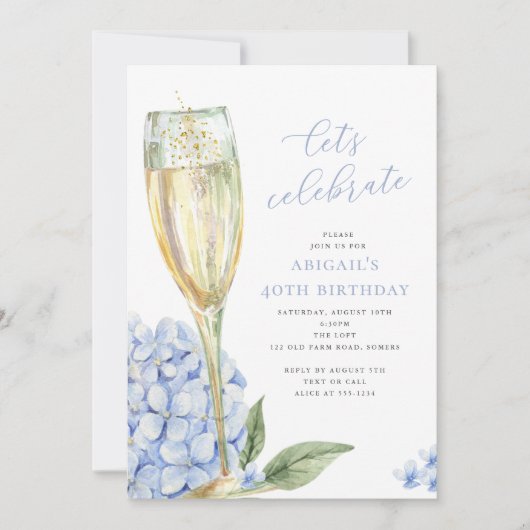 Blauwe hortensia Blooms Laten we het feest vieren Kaart (Voorkant)