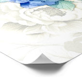 Blauwe Hortensia Botanische Ivoren Bloemige Achter Poster (Hoek)