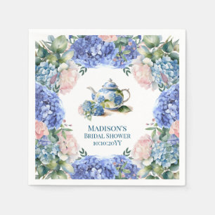 Blauwe Hortensia Bruids Theepartij Servet