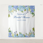 Blauwe Hortensia Bruidsdouche Fotohokje Achtergron Wandkleed (Voorkant)