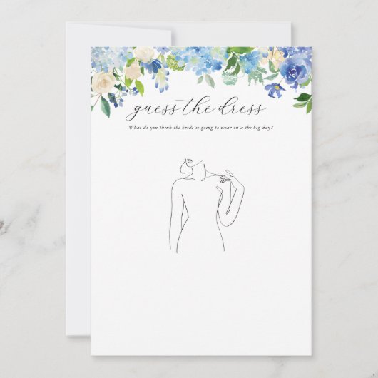 Blauwe Hortensia Bruidsdouche Raad Het Bruidsjurk Kaart (Voorkant)