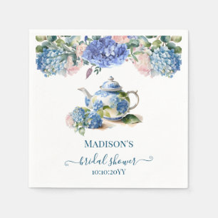 Blauwe Hortensia Bruilofts Theepartij Servet