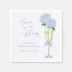 Blauwe Hortensia Champagneglas & Lint Liefde in Bl Servet