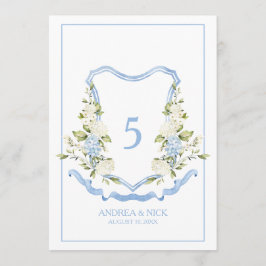 Blauwe Hortensia Crest Monogramkaart Kaart