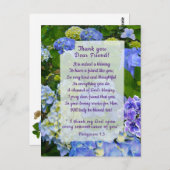 Blauwe Hortensia Dank je wel Briefkaart (Voorkant / Achterkant)