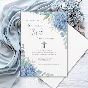Blauwe Hortensia Eerste Communie Religieus  Kaart