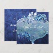 Blauwe Hortensia Feest Kaart (Voorkant / Achterkant)