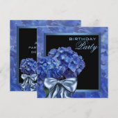 Blauwe Hortensia Feest Kaart (Voorkant / Achterkant)