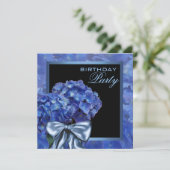Blauwe Hortensia Feest Kaart (Staand voorkant)