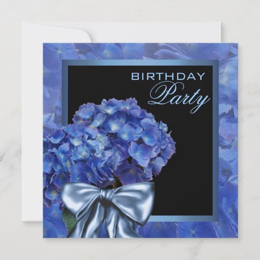 Blauwe Hortensia Feest Kaart (Voorkant)